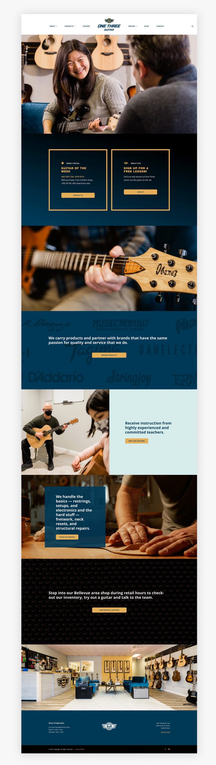 One Three Guitar Red Orange Studio Portfolio Responsive Website