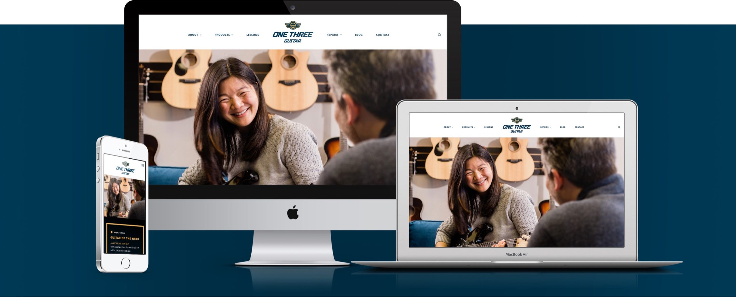 One Three Guitar Red Orange Studio Portfolio Responsive Website | Full-Service Marketing