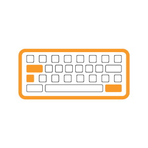 Keyboard graphic with three keys with color fill