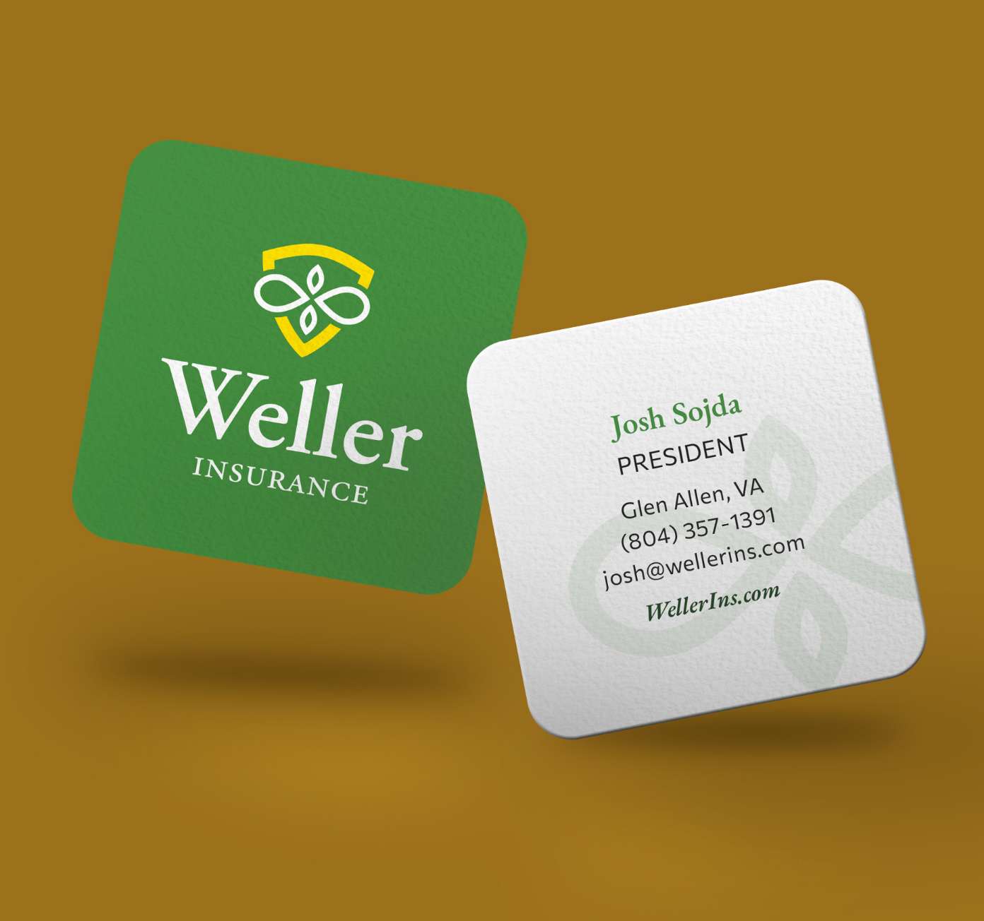Weller Insurance Business Card Design Mockup