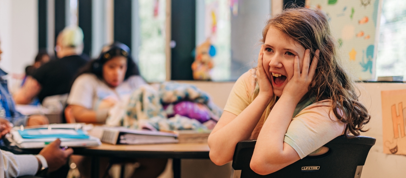 excited student at faison